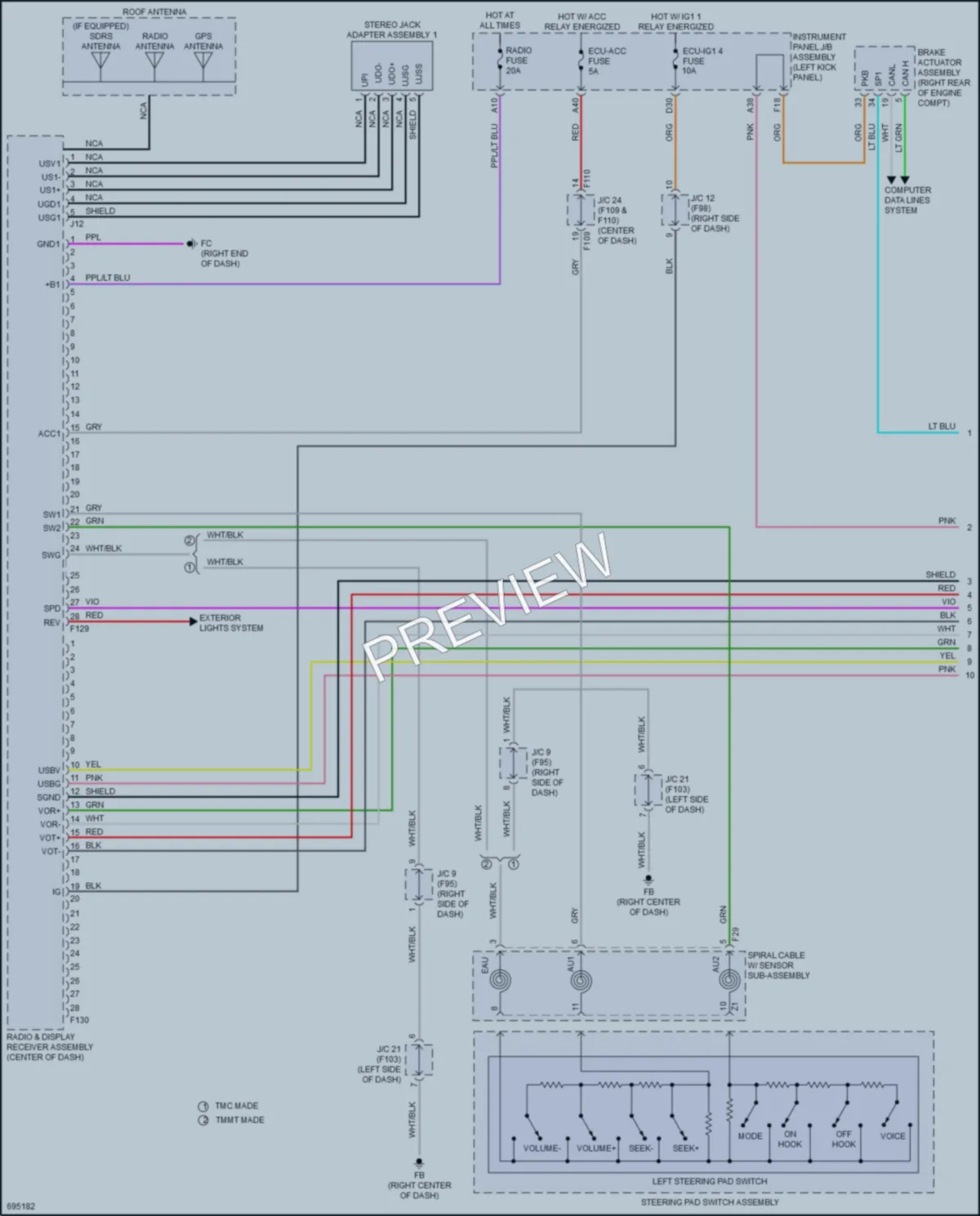 2020 Toyota CHR Radio wiring diagram preview