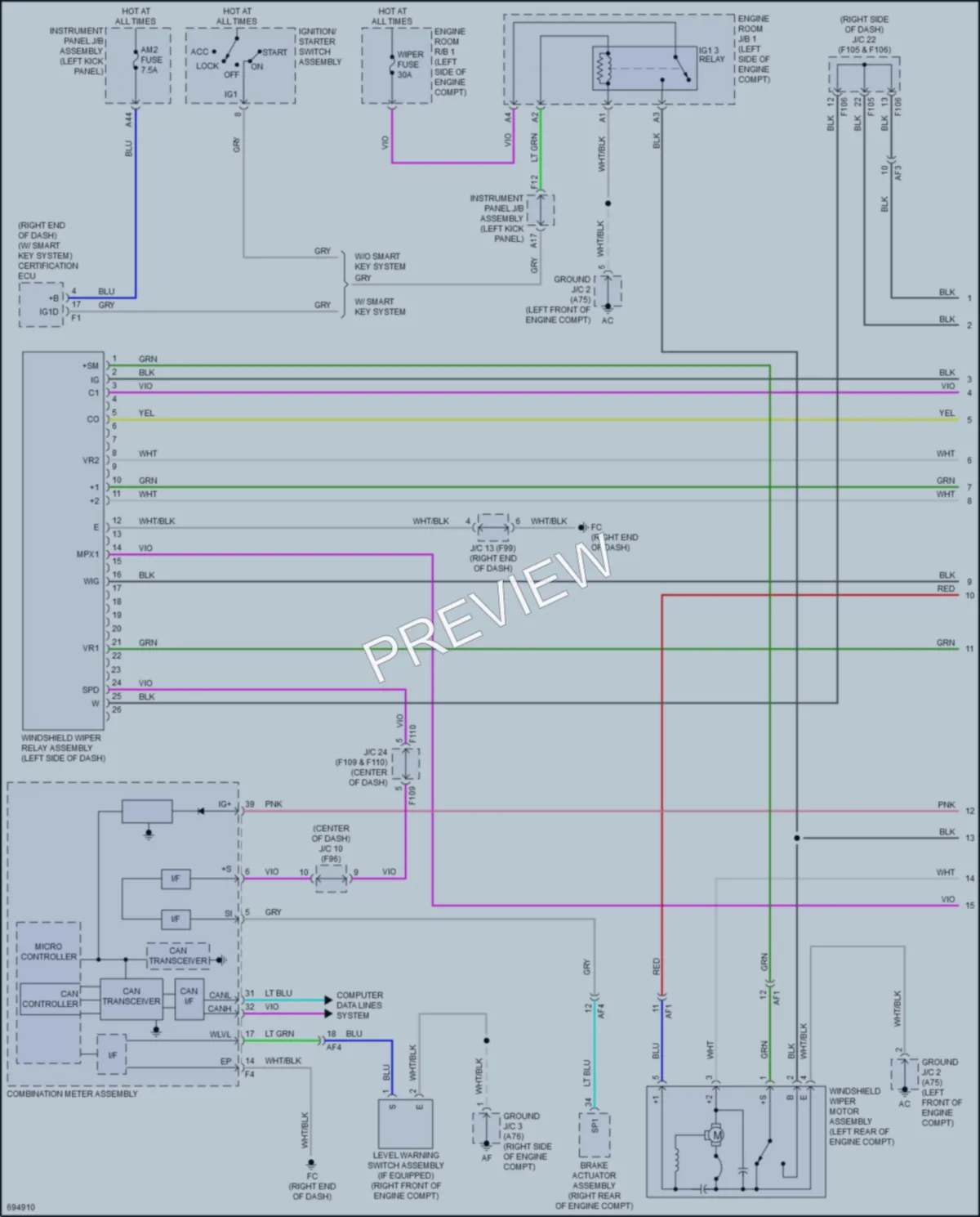 2020 Toyota CHR Wiper Washer wiring diagram preview