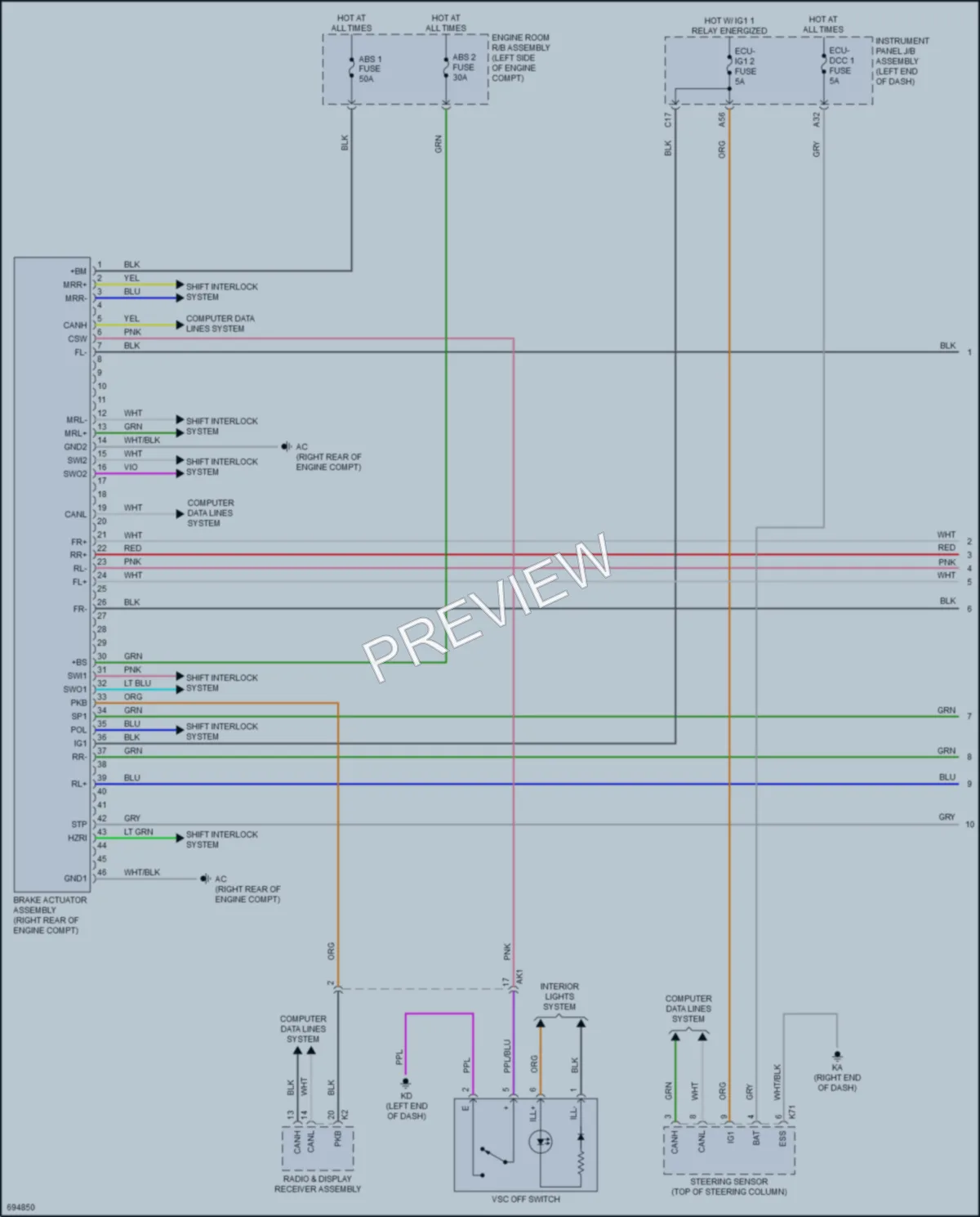 2020 Toyota Camry Anti Lock Brakes wiring diagram preview