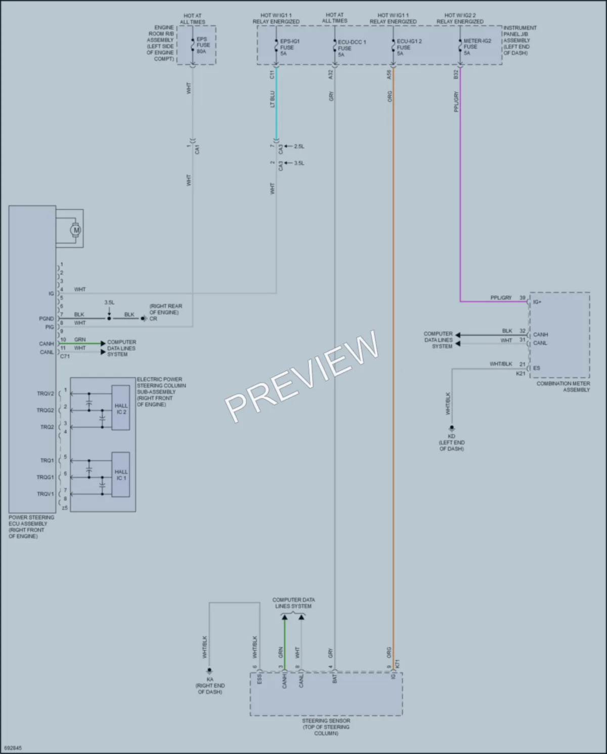 2020 Toyota Camry Electronic Power Steering wiring diagram preview