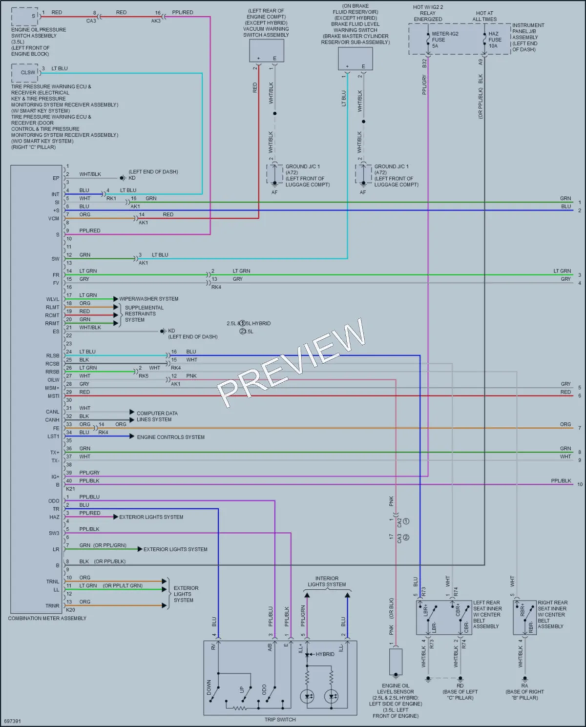2020 Toyota Camry Instrument Cluster wiring diagram preview