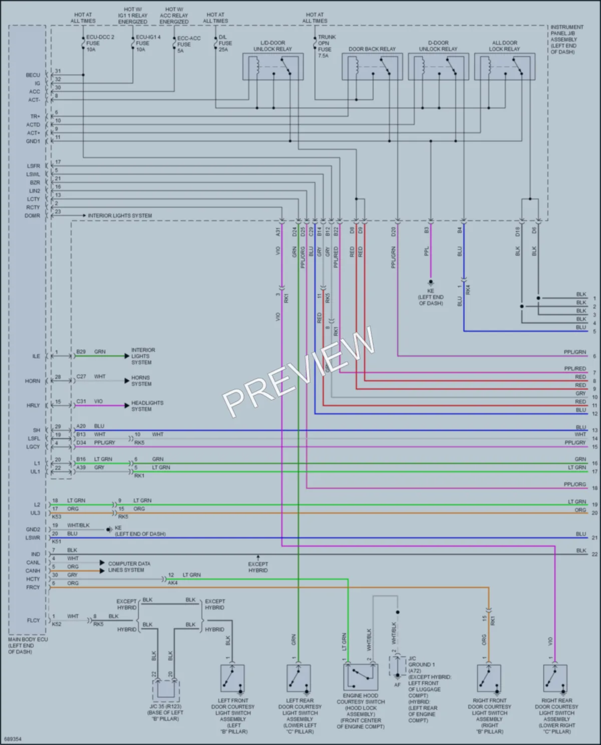 2020 Toyota Camry Power Door Locks wiring diagram preview