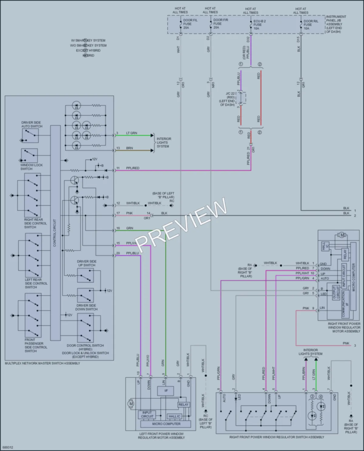 2020 Toyota Camry Power Windows wiring diagram preview