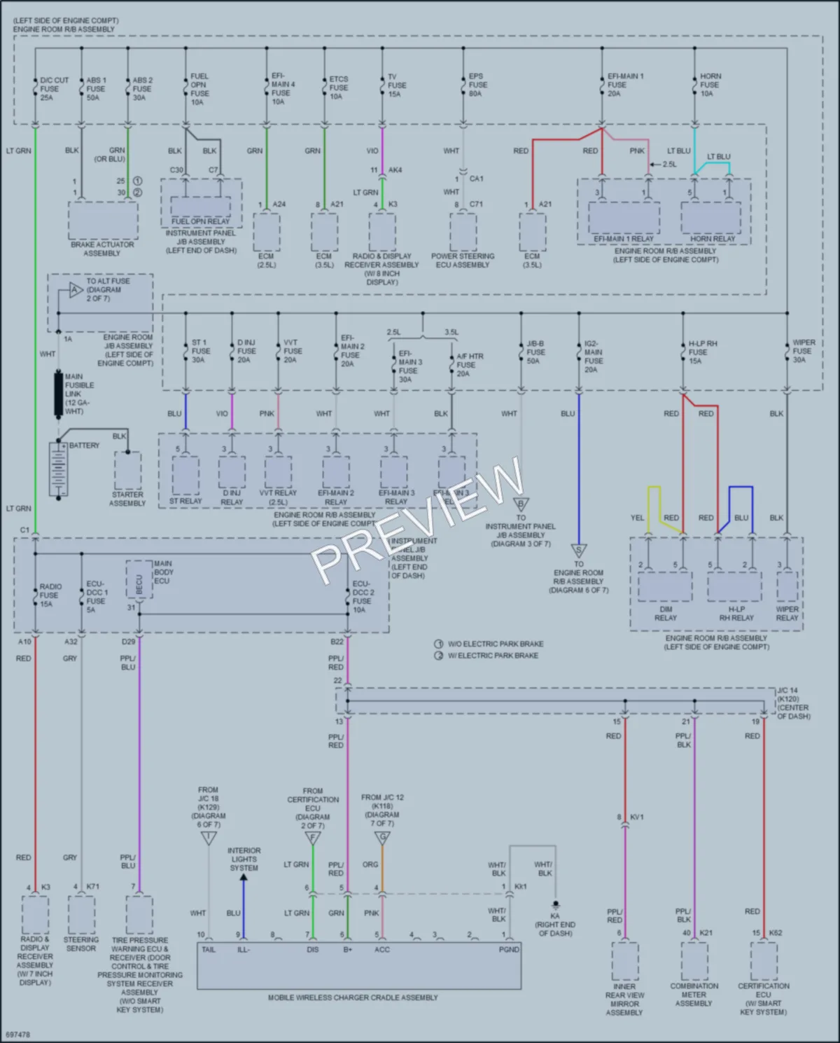2020 Toyota CamryHybrid Power Distribution wiring diagram preview