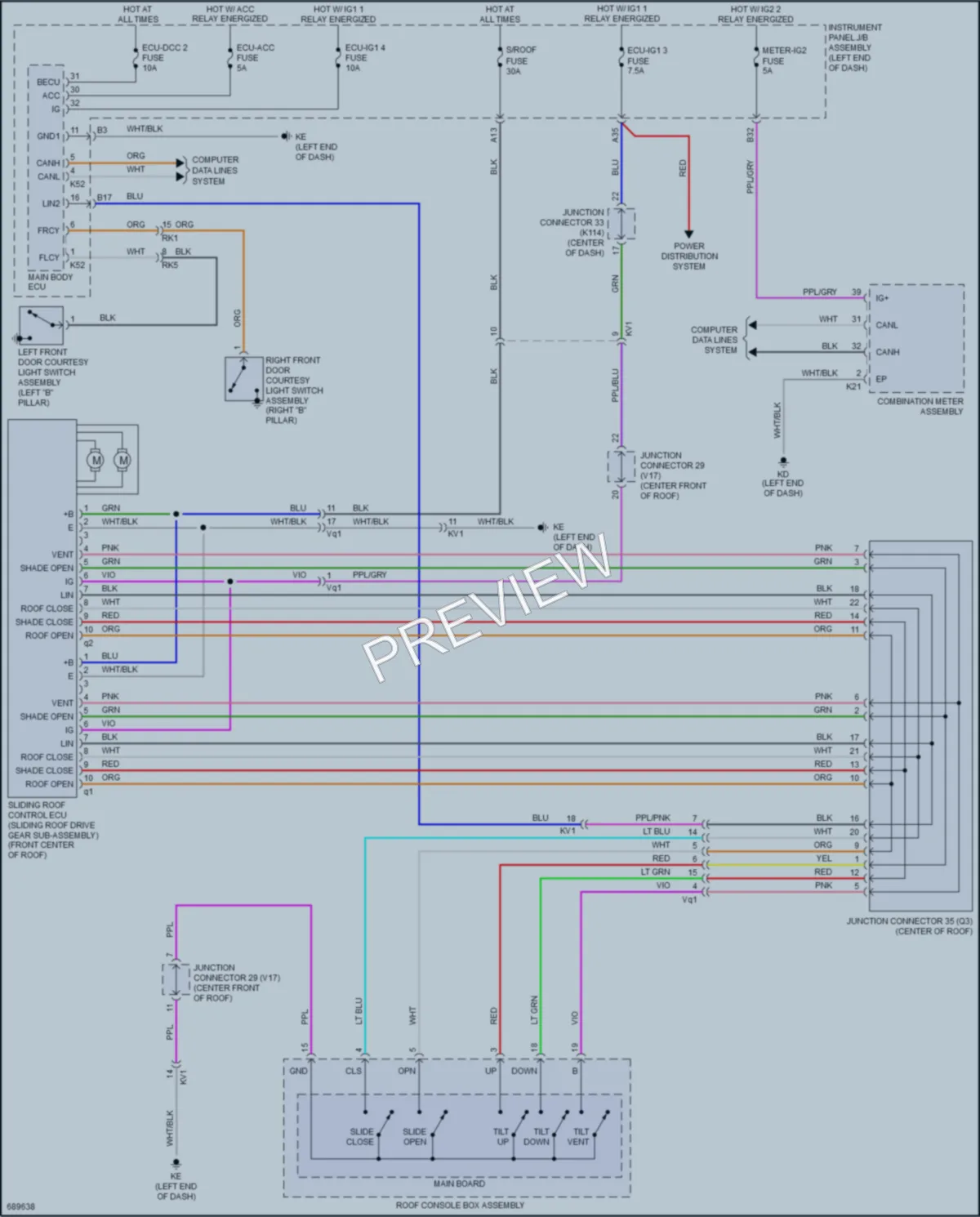 2020 Toyota CamryHybrid Power Top Sunroof wiring diagram preview