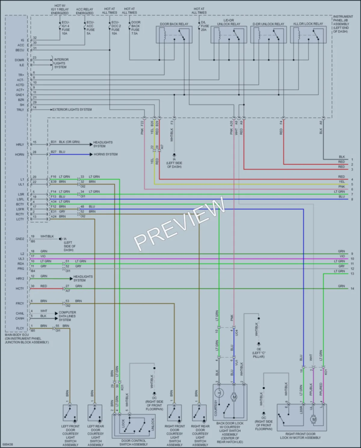 2020 Toyota Corolla Power Door Locks wiring diagram preview