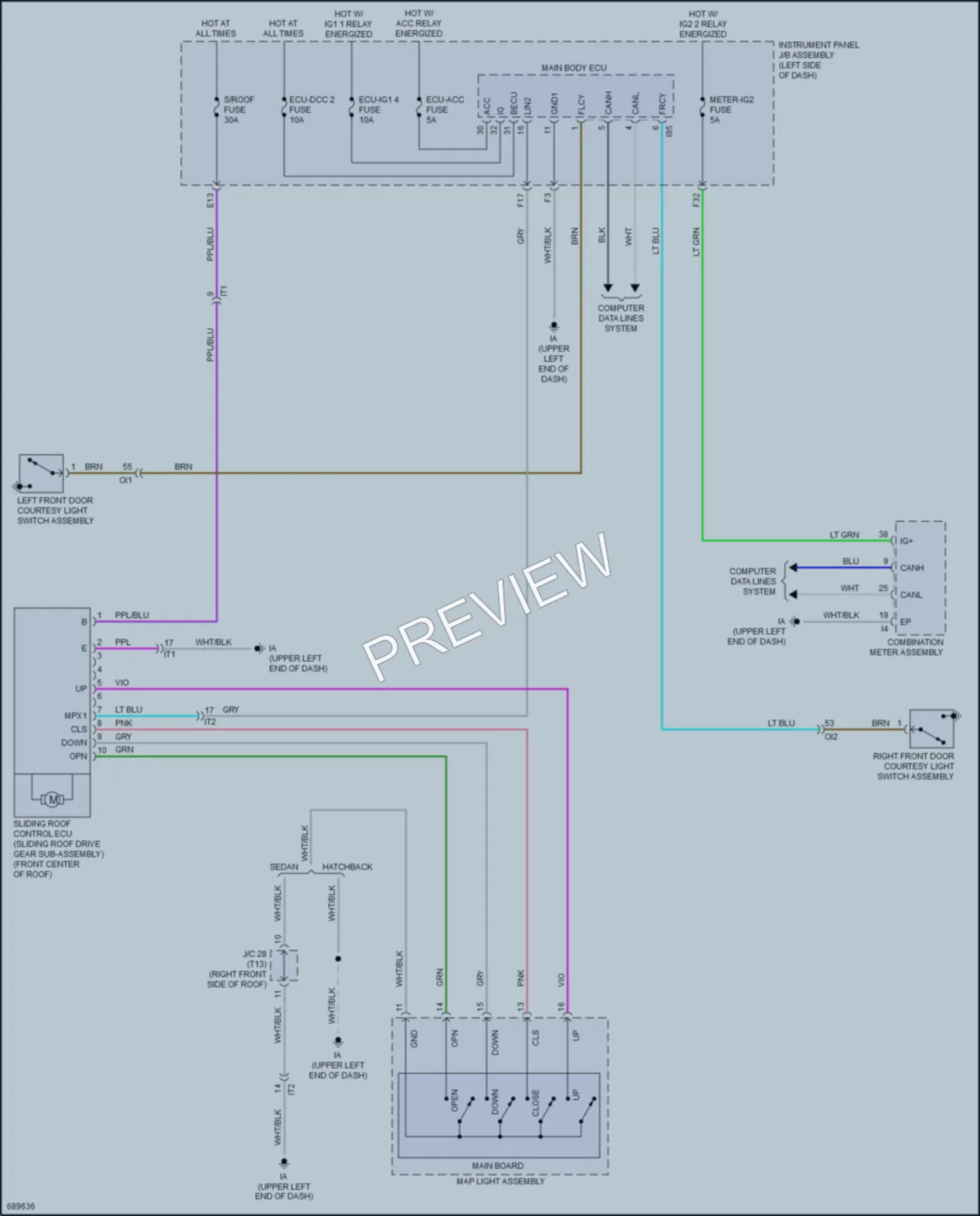 2020 Toyota Corolla Power Top Sunroof wiring diagram preview
