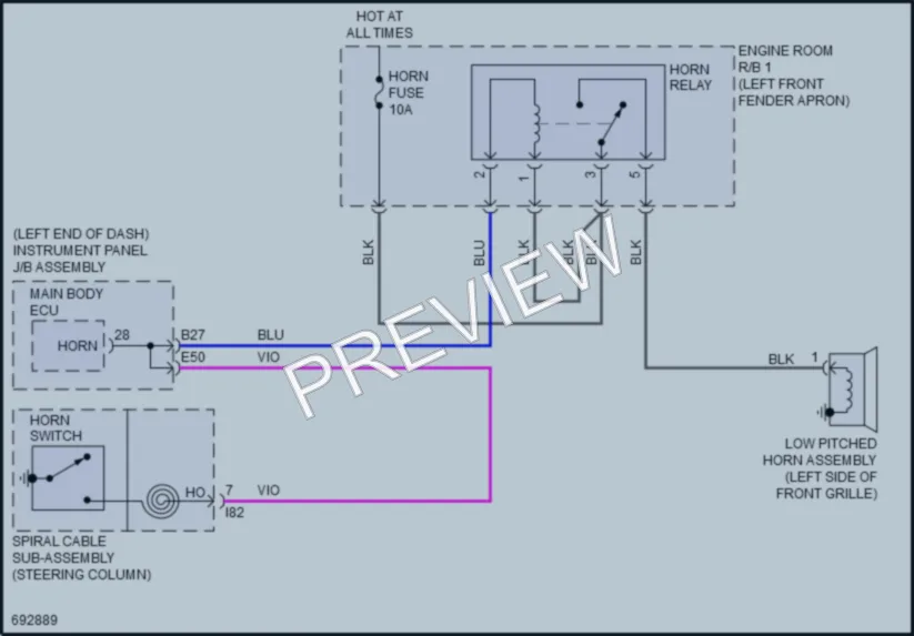 2020 Toyota CorollaHybrid Horn wiring diagram preview