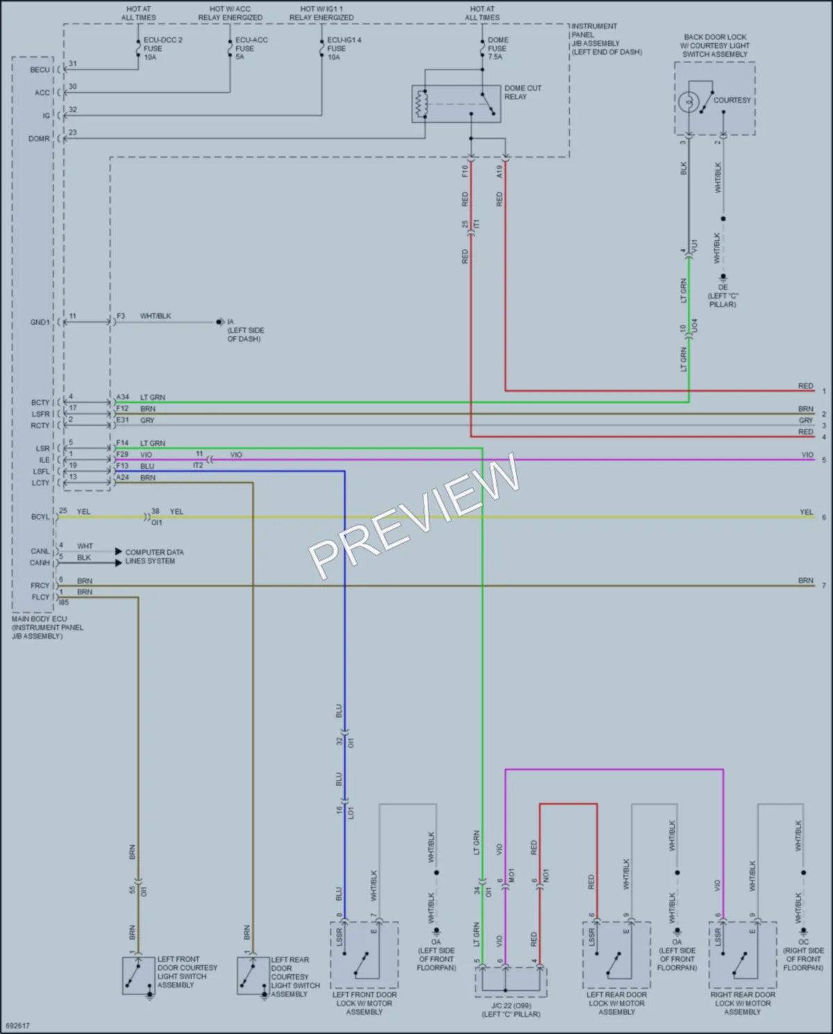 2020 Toyota CorollaHybrid Interior Lights wiring diagram preview