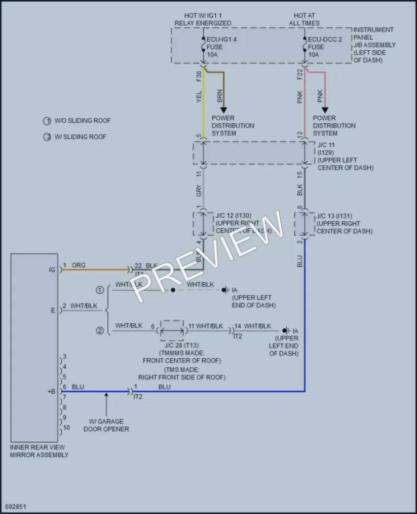 2020 Toyota CorollaHybrid Power Mirrors wiring diagram preview