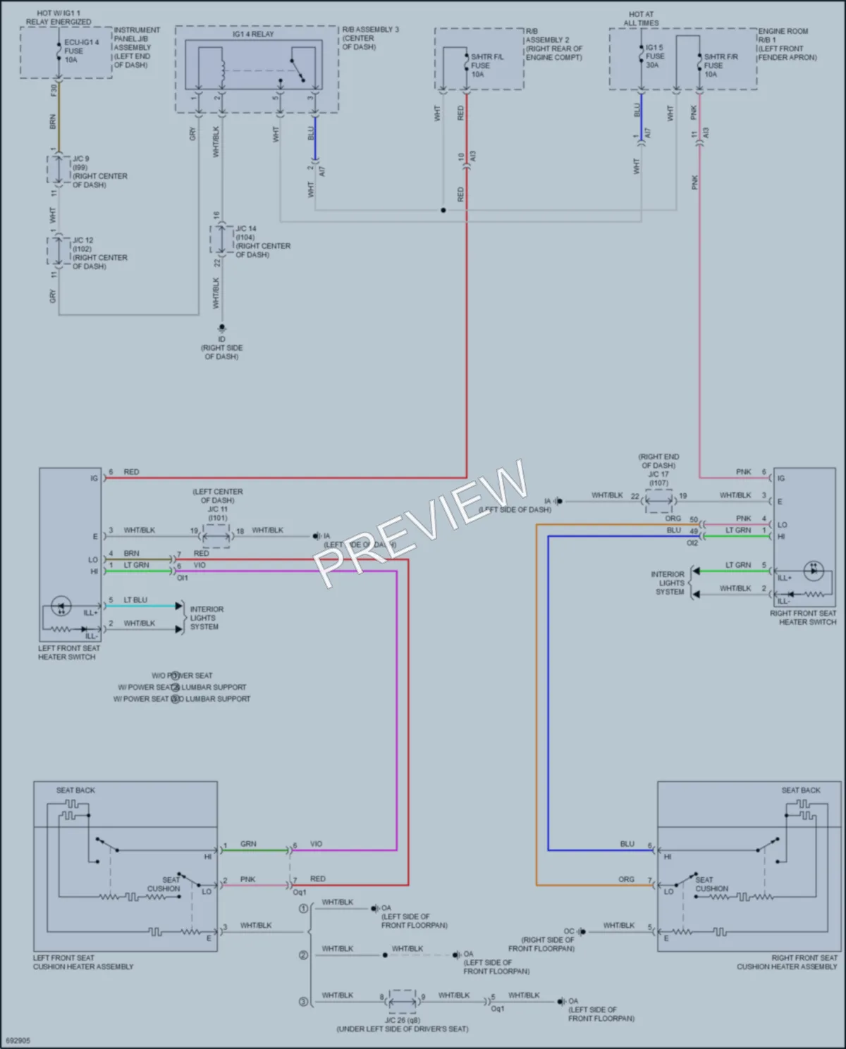 2020 Toyota CorollaHybrid Power Seats wiring diagram preview