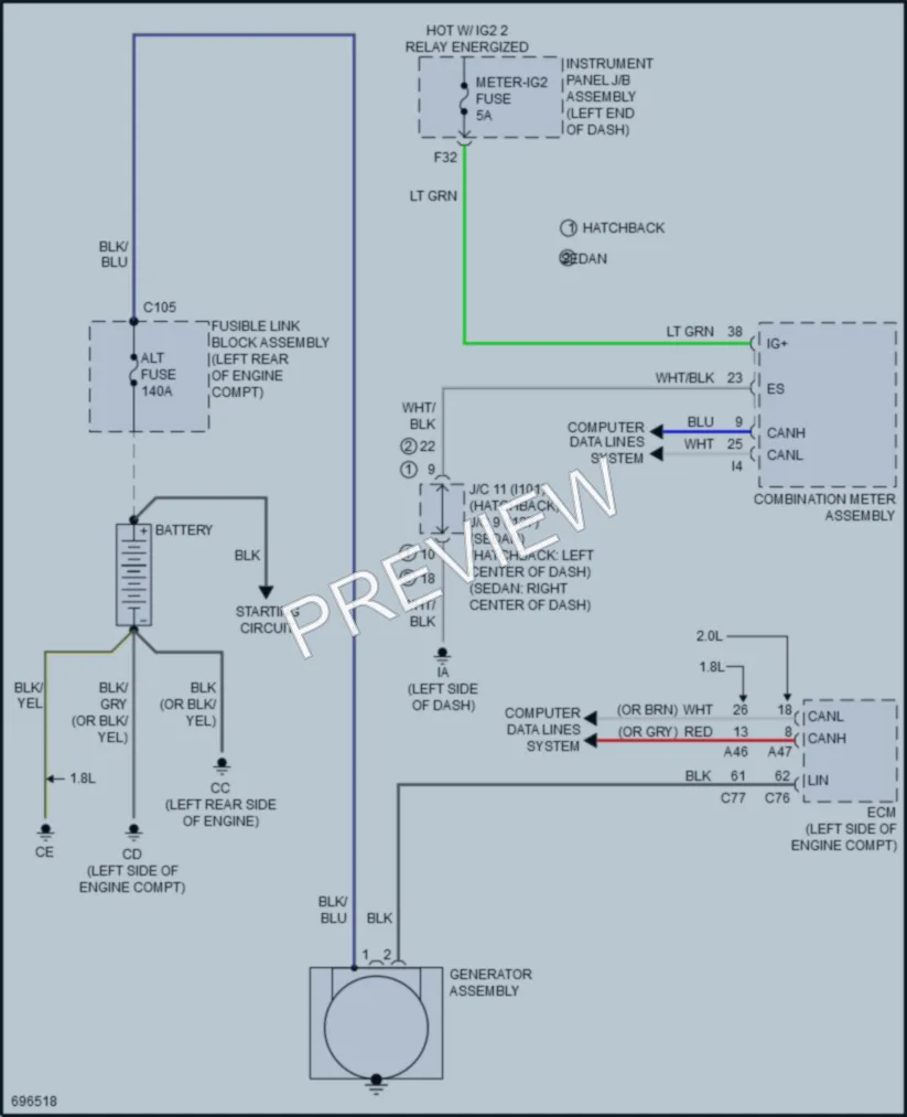 2020 Toyota CorollaHybrid Starting Charging wiring diagram preview