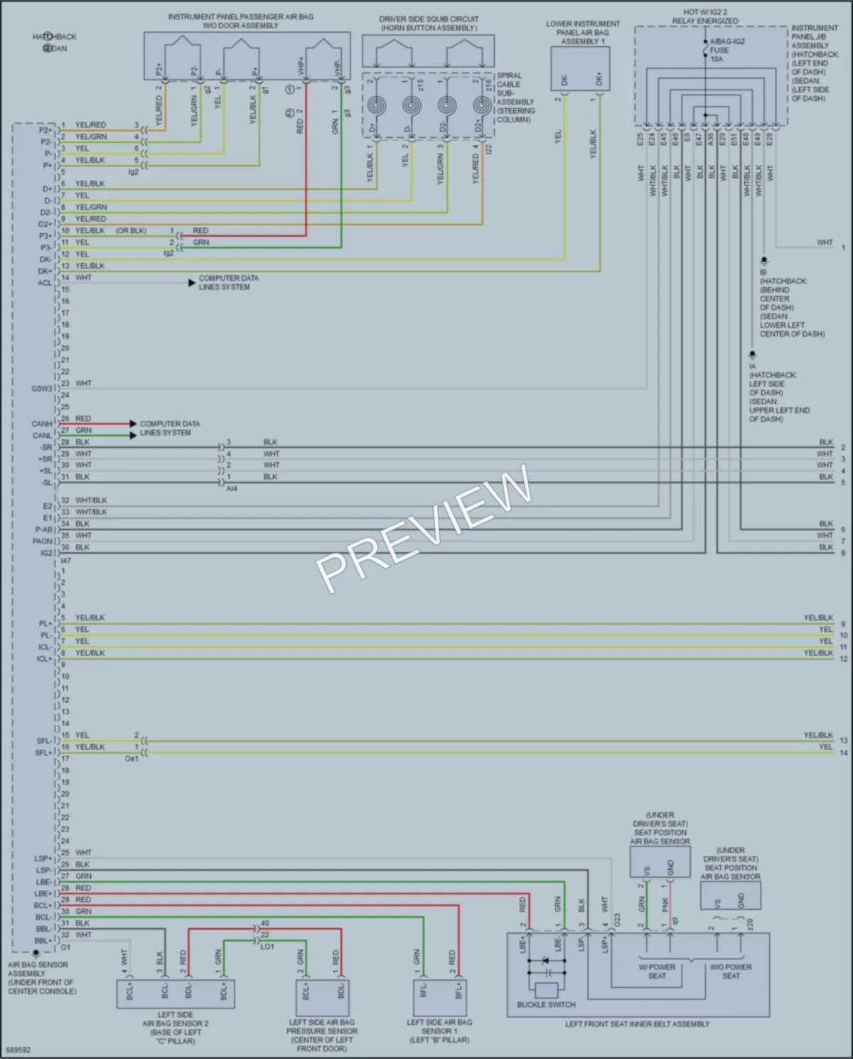 2020 Toyota CorollaHybrid Supplemental Restraints wiring diagram preview