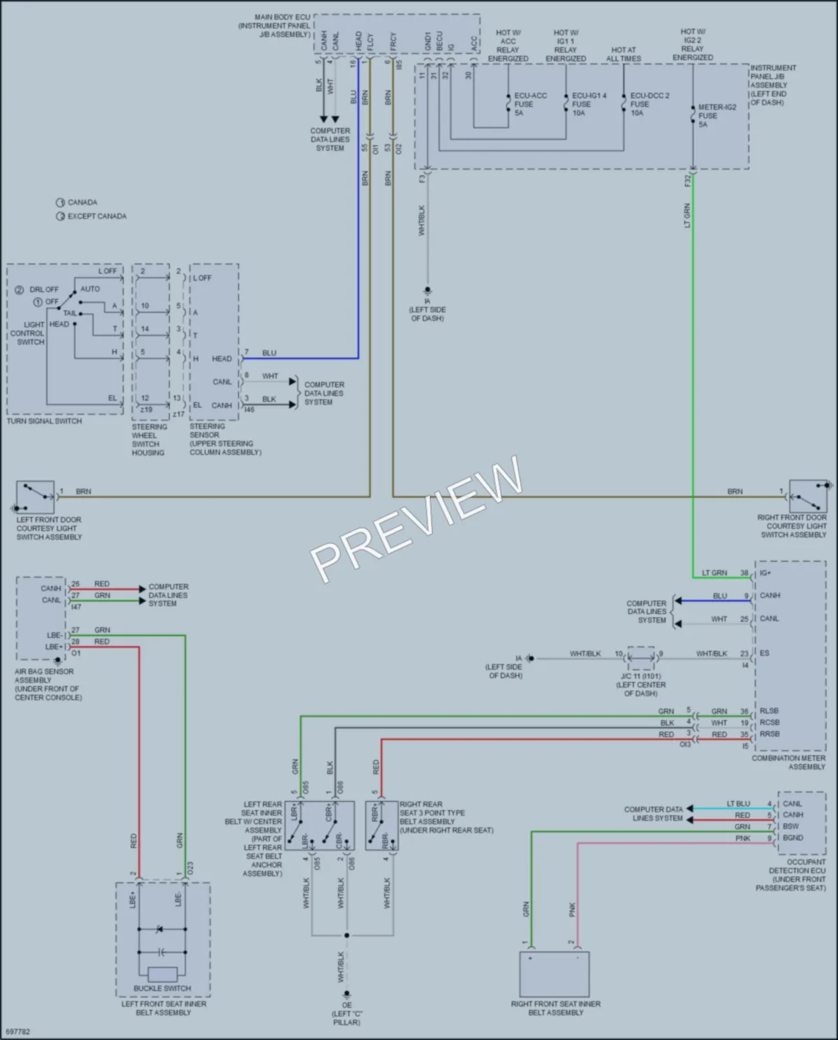 2020 Toyota CorollaHybrid Warning Systems wiring diagram preview