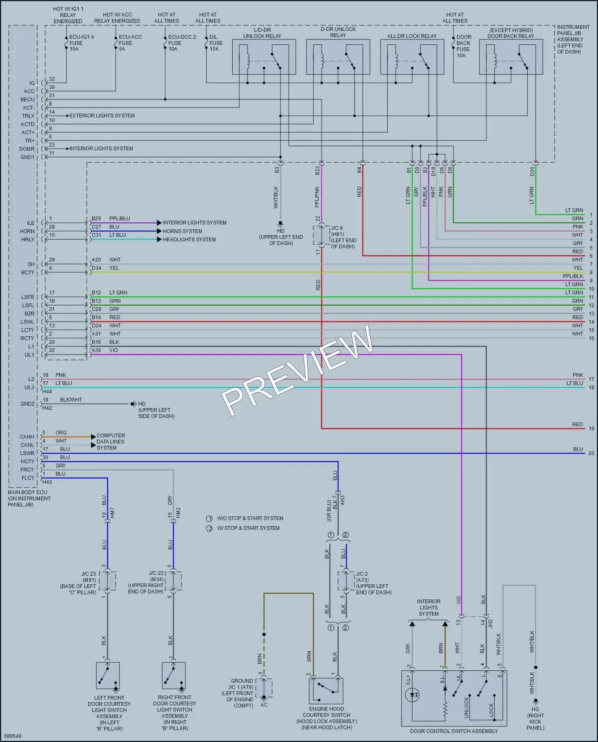 2020 Toyota Highlander Anti Theft wiring diagram preview