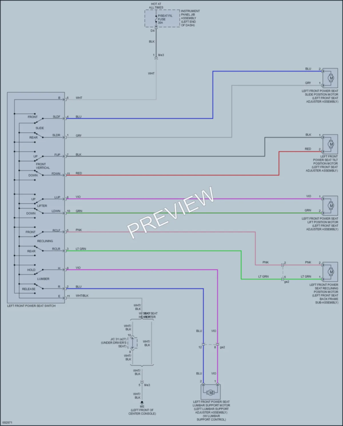 2020 Toyota Highlander Power Seats wiring diagram preview