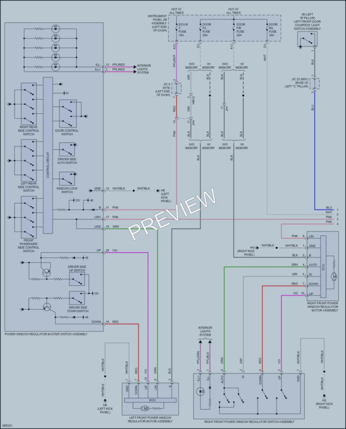 2020 Toyota Highlander Power Windows wiring diagram preview
