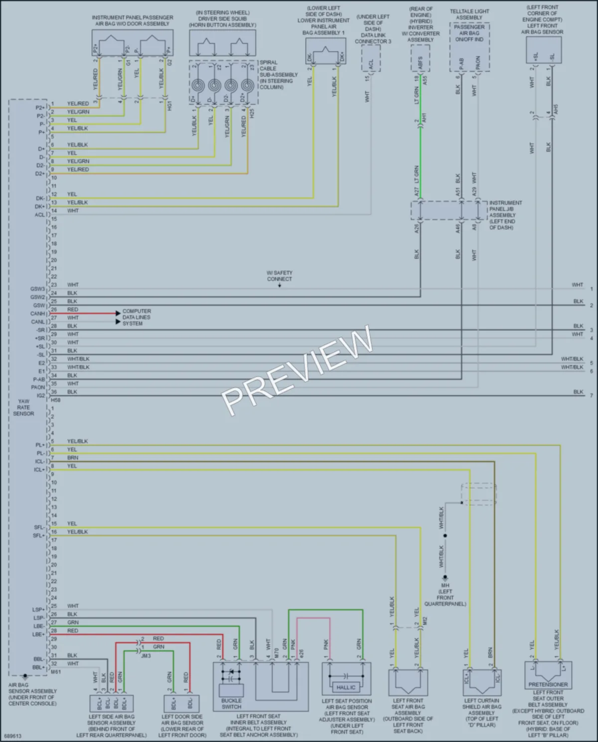 2020 Toyota Highlander Supplemental Restraints wiring diagram preview