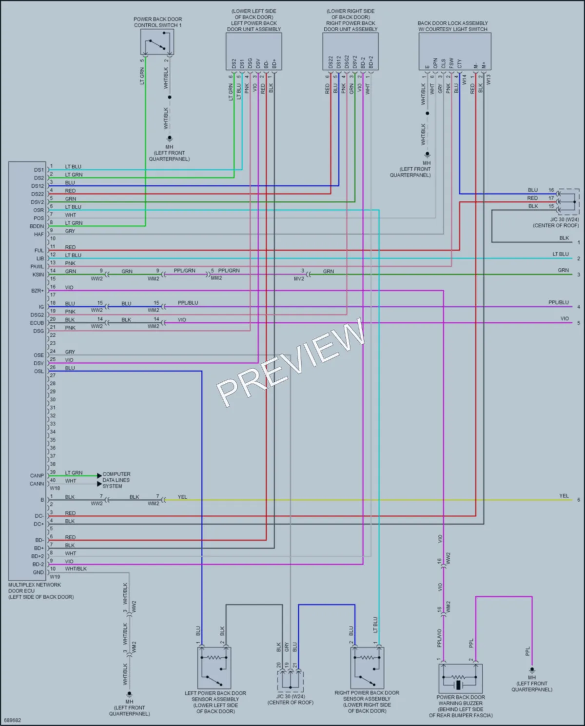 2020 Toyota Highlander Trunk Tailgate Fuel Door wiring diagram preview