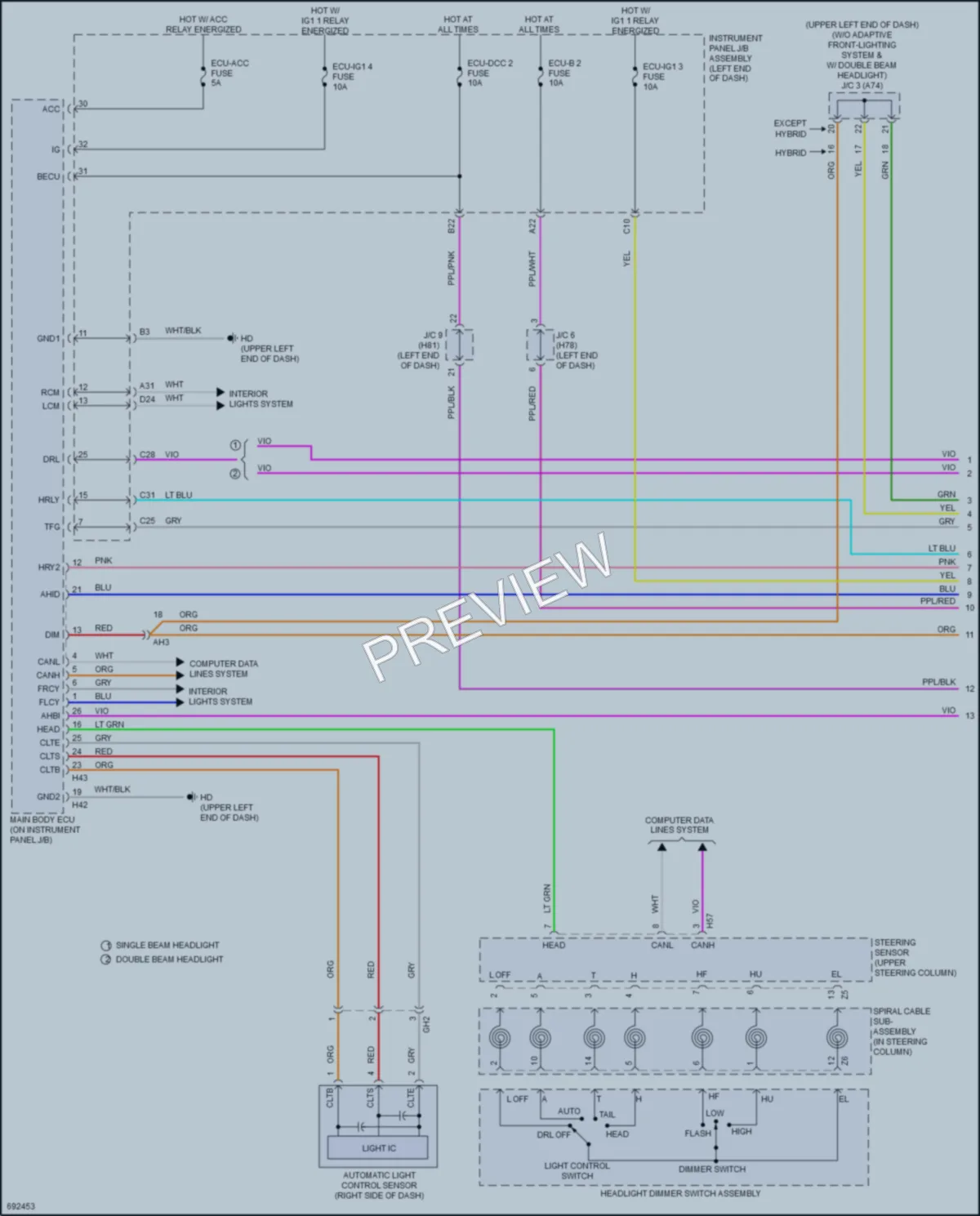 2020 Toyota HighlanderHybrid Headlights wiring diagram preview