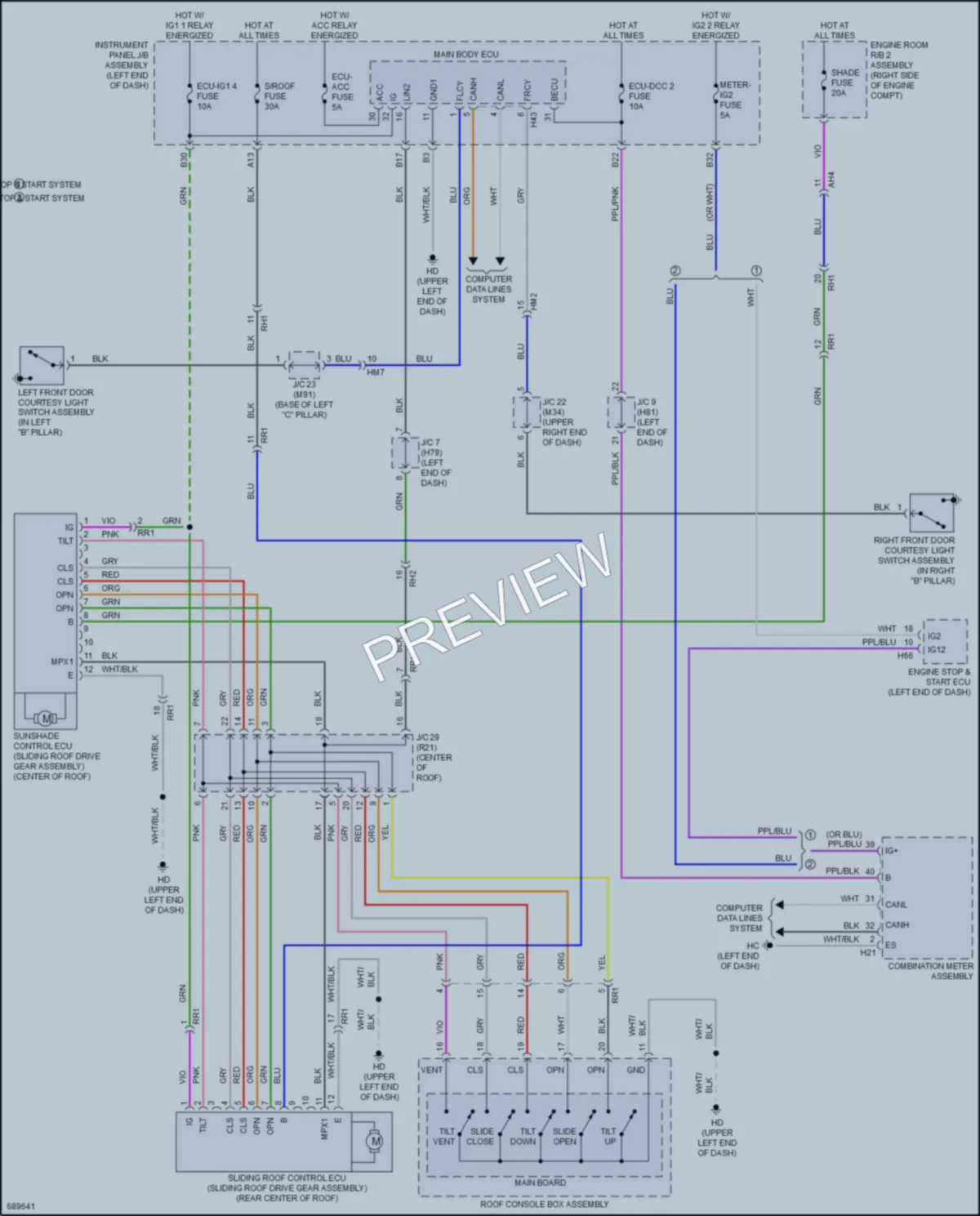 2020 Toyota HighlanderHybrid Power Top Sunroof wiring diagram preview