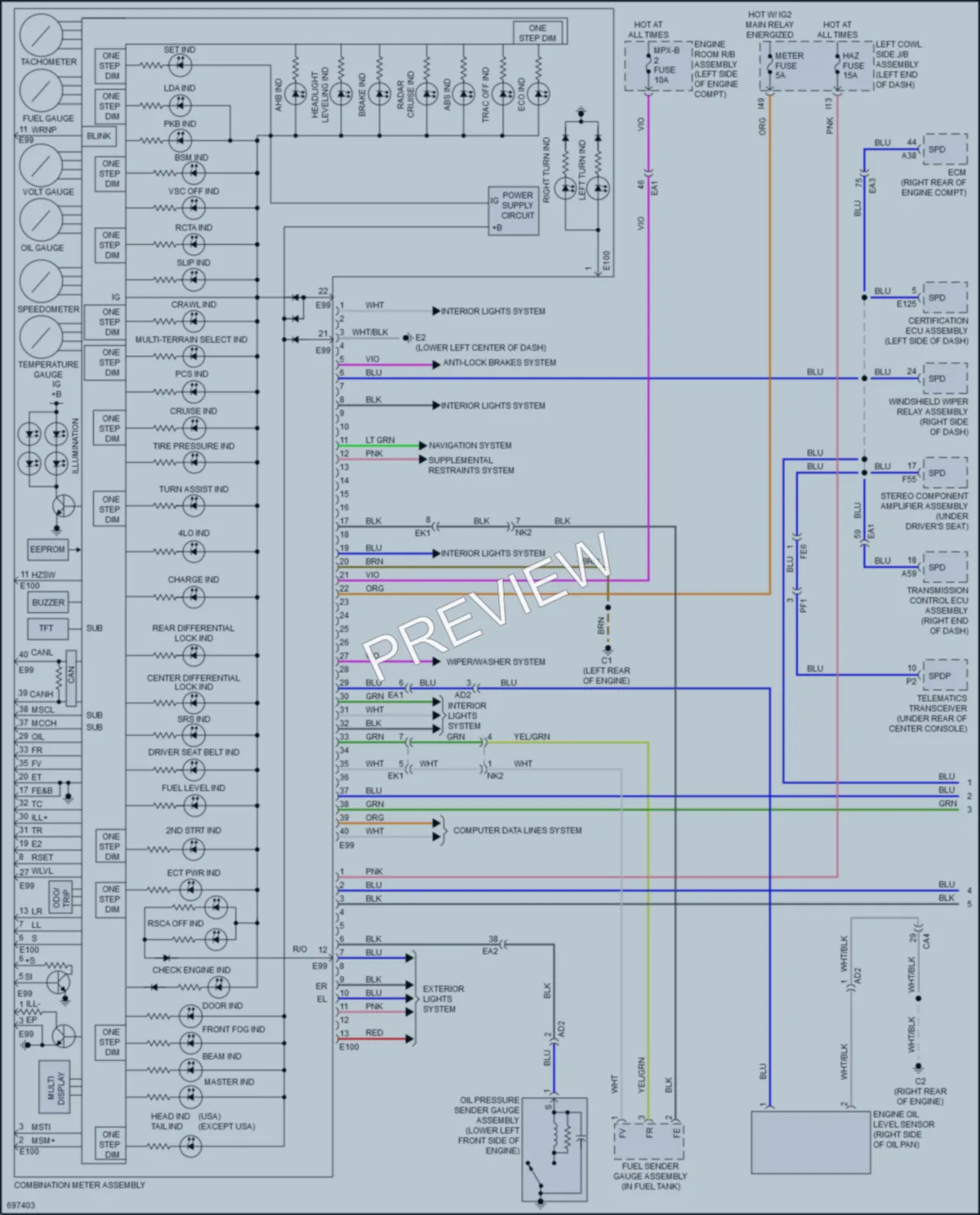 2020 Toyota LandCruiser Instrument Cluster wiring diagram preview