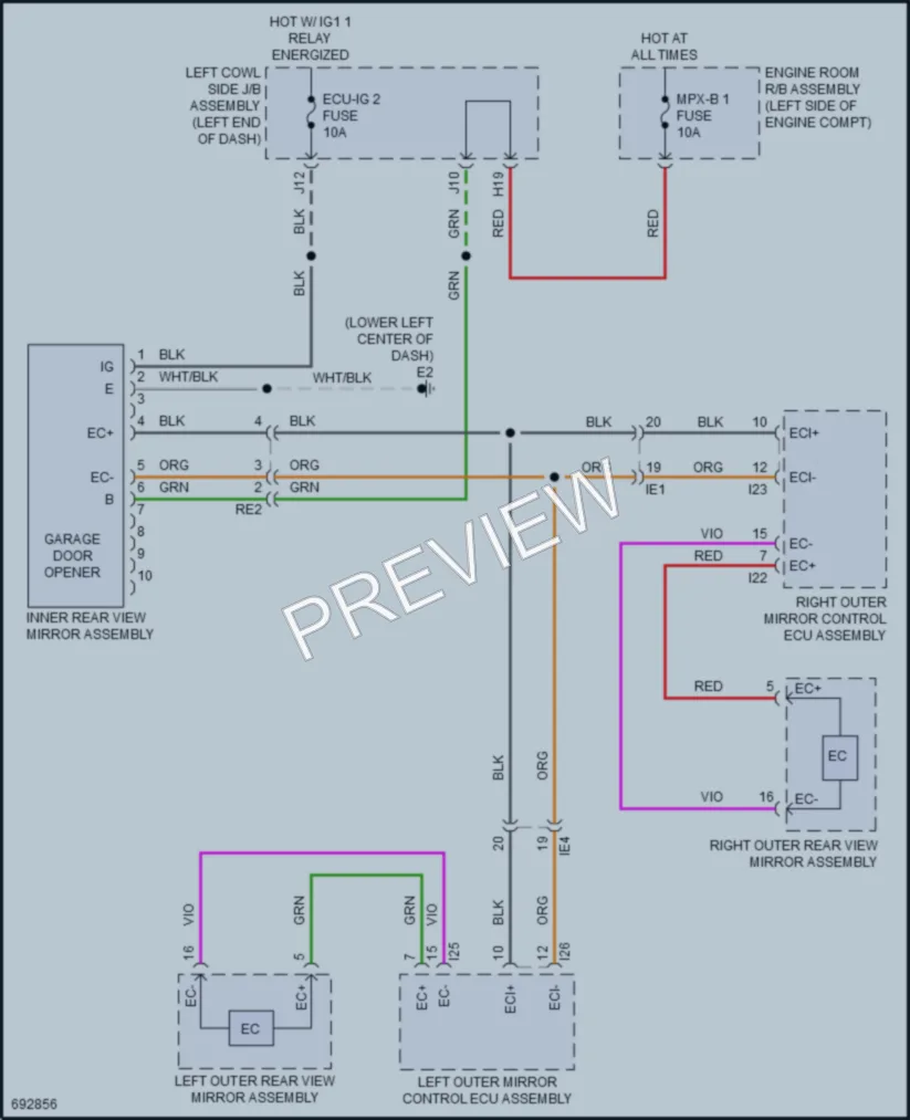 2020 Toyota LandCruiser Power Mirrors wiring diagram preview