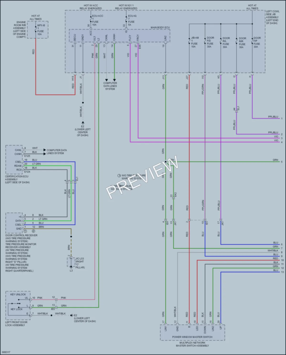 2020 Toyota LandCruiser Power Windows wiring diagram preview
