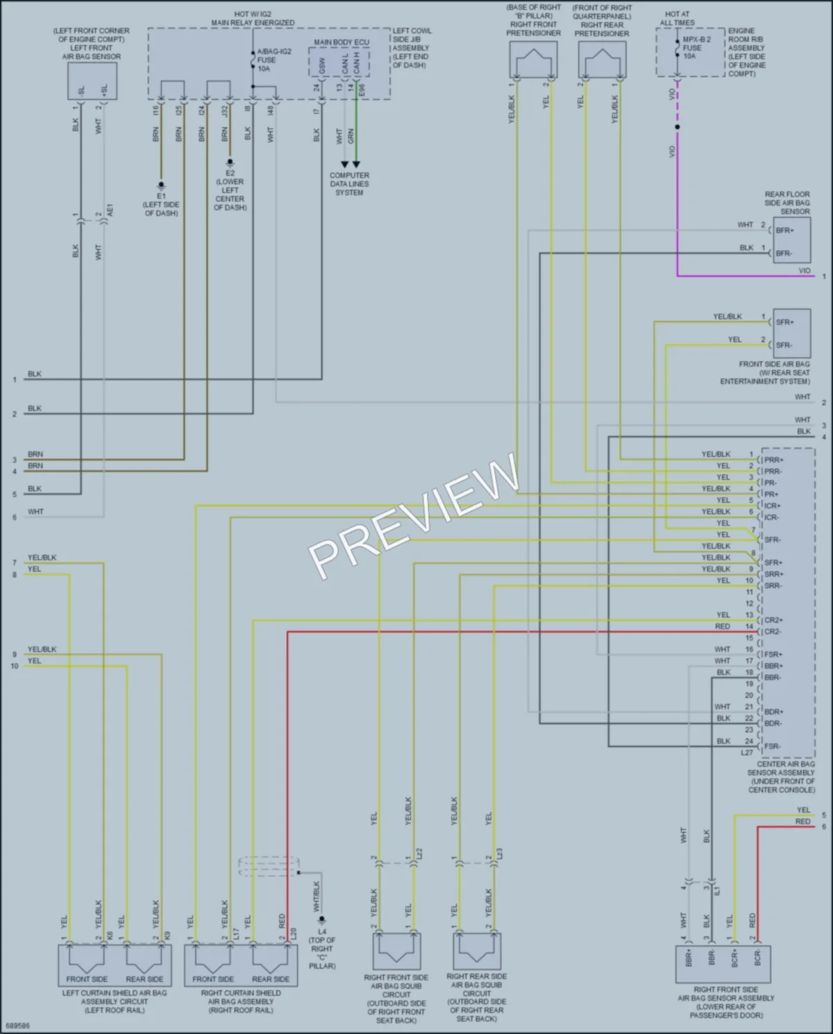 2020 Toyota LandCruiser Supplemental Restraints wiring diagram preview