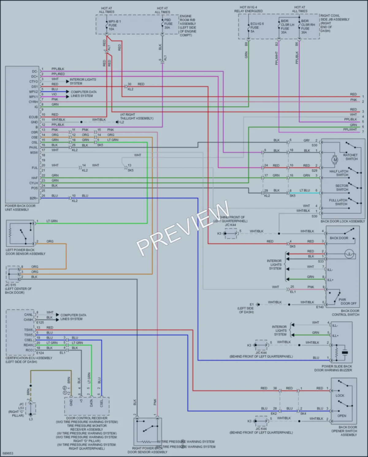 2020 Toyota LandCruiser Trunk Tailgate Fuel Door wiring diagram preview