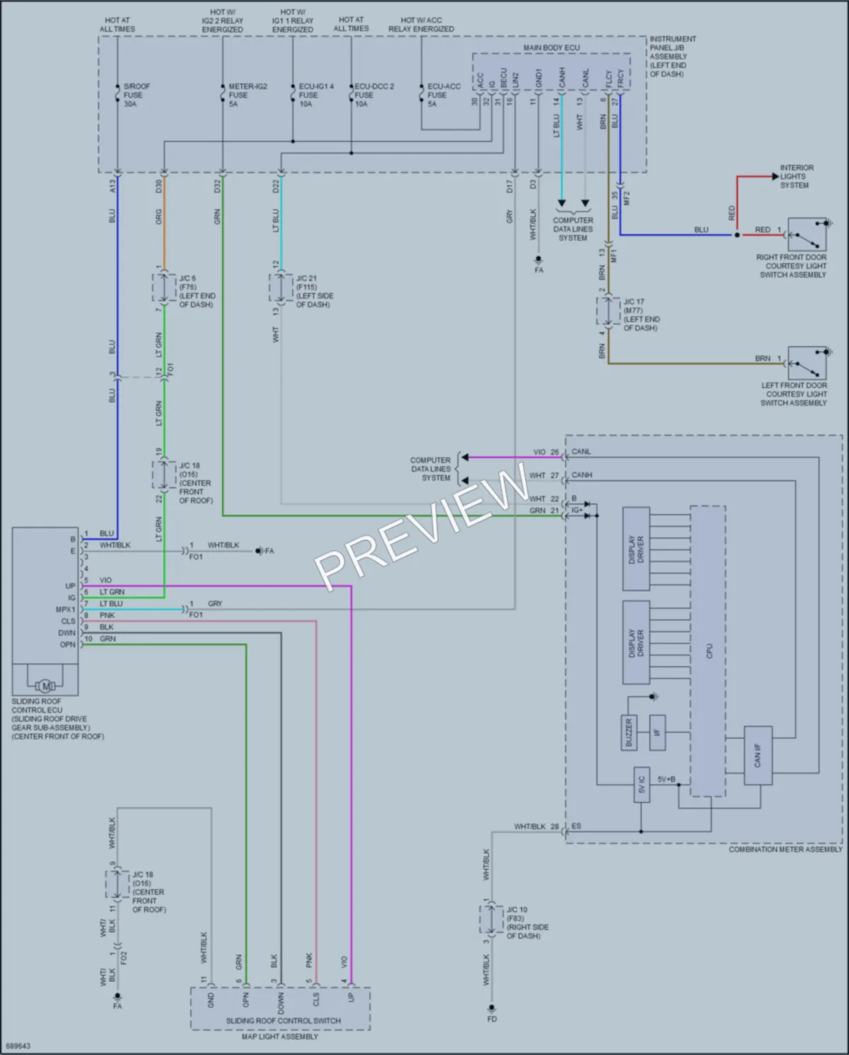 2020 Toyota 4Wd Power Top Sunroof wiring diagram preview