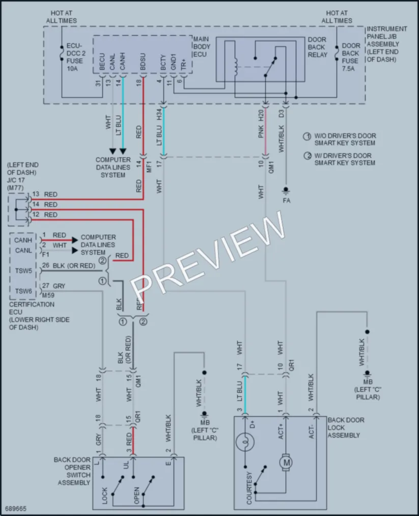 2020 Toyota 4Wd Trunk Tailgate Fuel Door wiring diagram preview