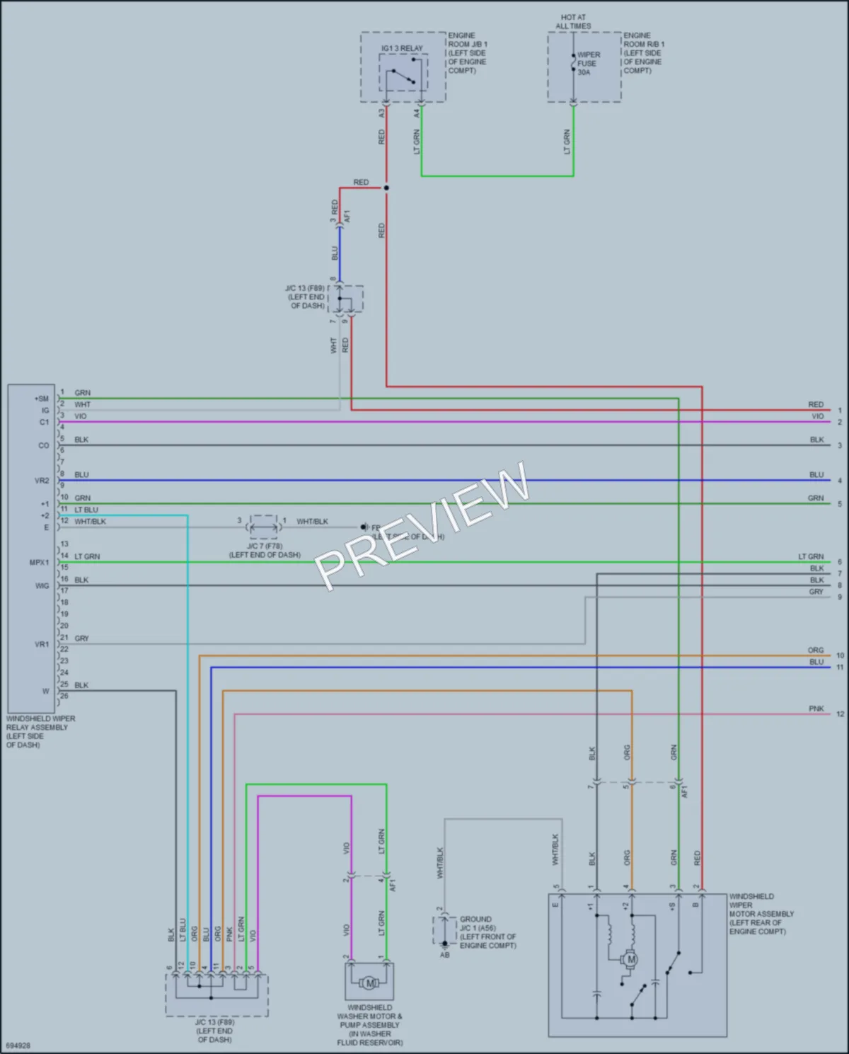 2020 Toyota Fwd Wiper Washer wiring diagram preview