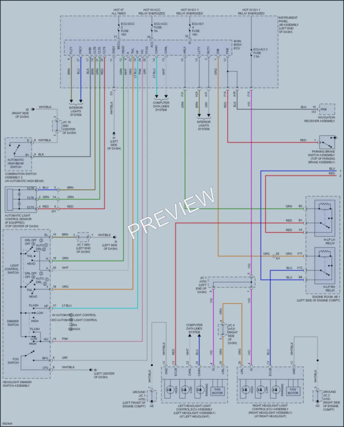 2020 Toyota PriusPrime Headlights wiring diagram preview