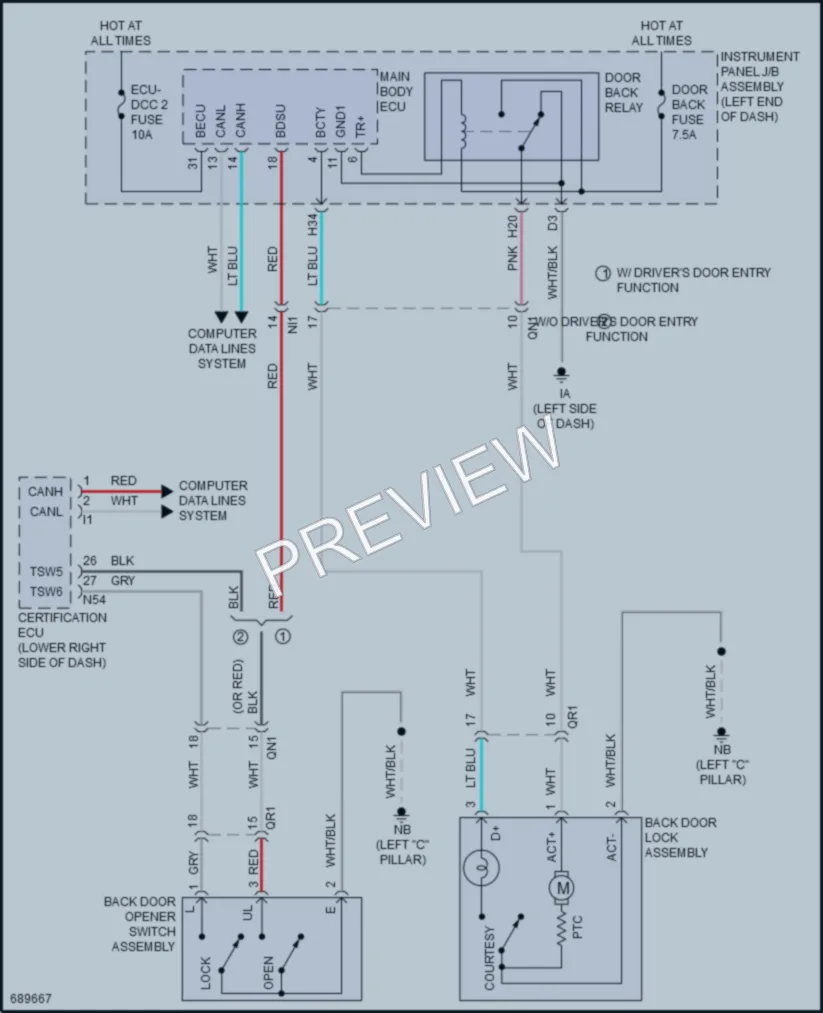2020 Toyota PriusPrime Trunk Tailgate Fuel Door wiring diagram preview