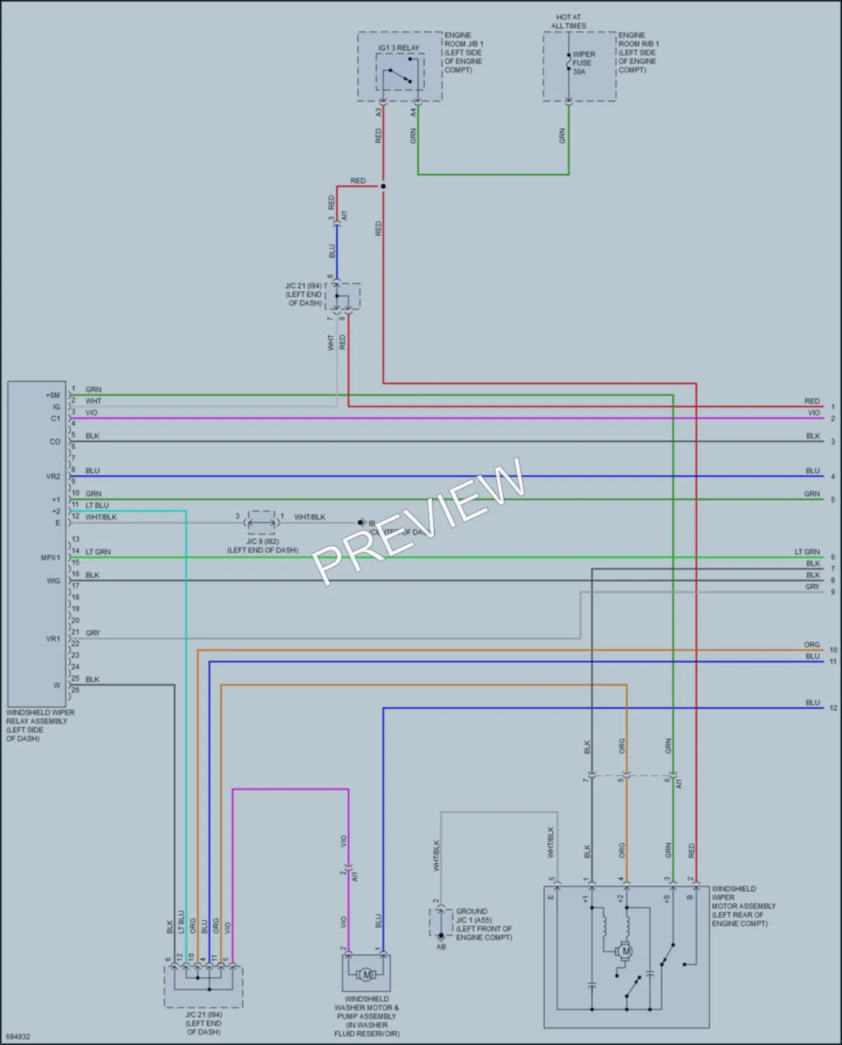 2020 Toyota PriusPrime Wiper Washer wiring diagram preview