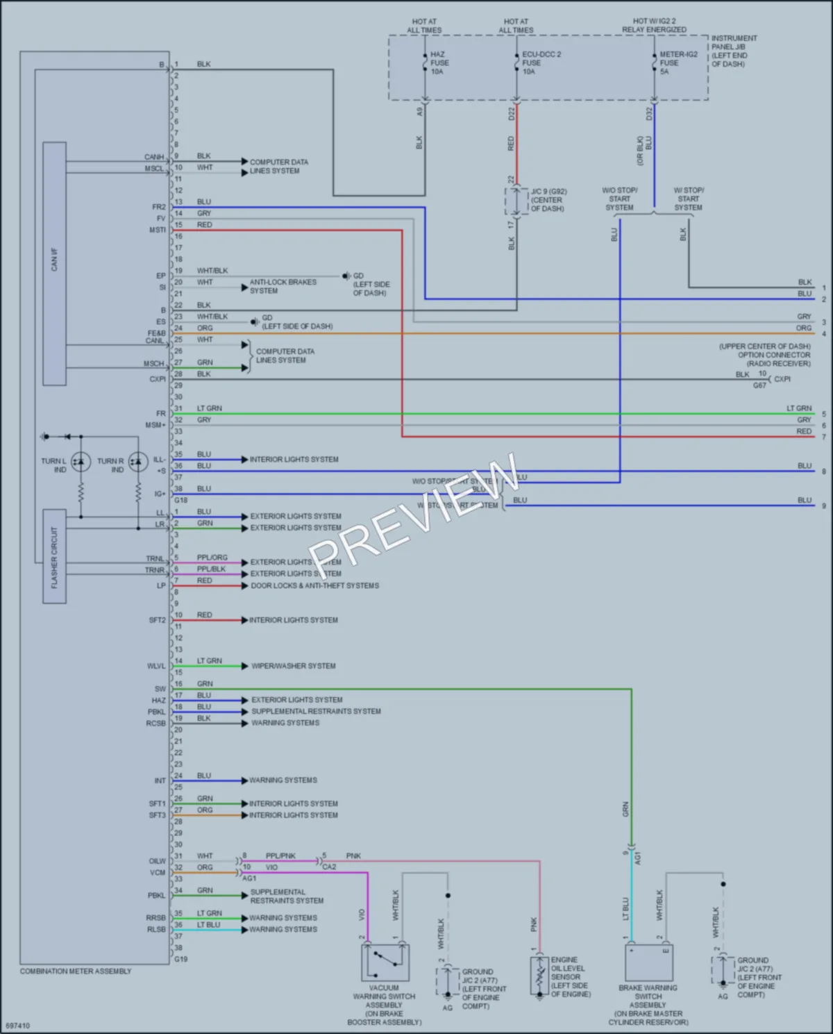 2020 Toyota RAV4 Instrument Cluster wiring diagram preview