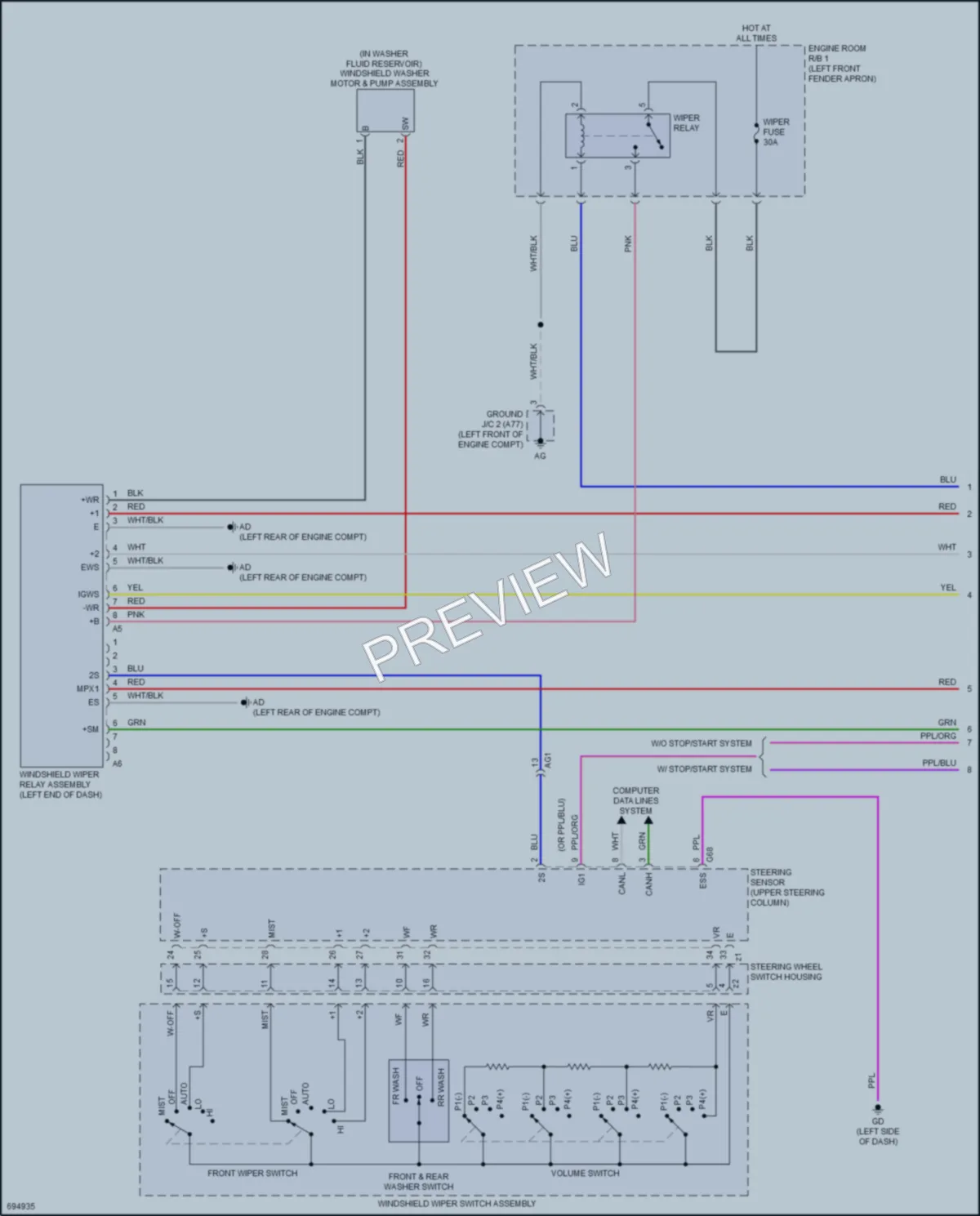 2020 Toyota RAV4 Wiper Washer wiring diagram preview