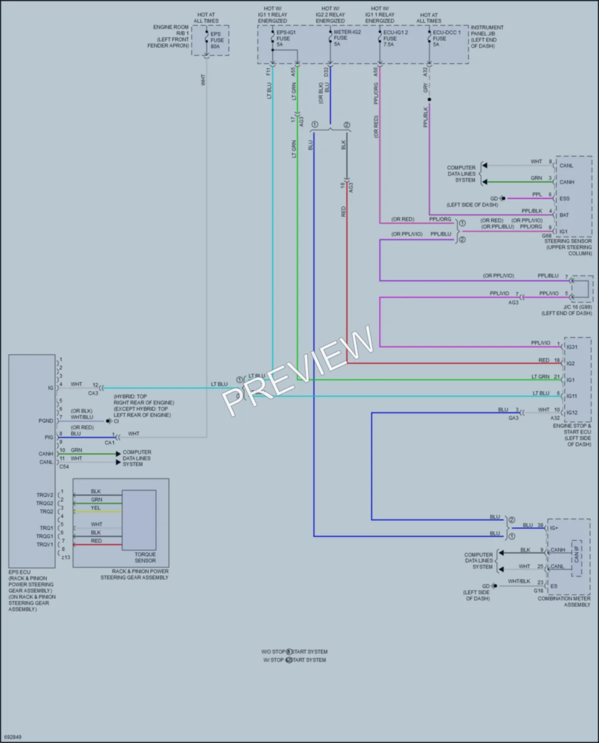 2020 Toyota RAV4Hybrid Electronic Power Steering wiring diagram preview