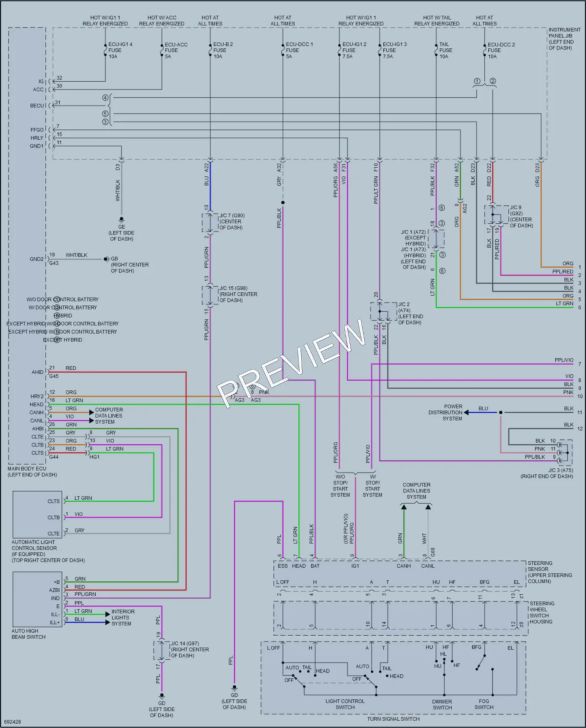 2020 Toyota RAV4Hybrid Headlights wiring diagram preview