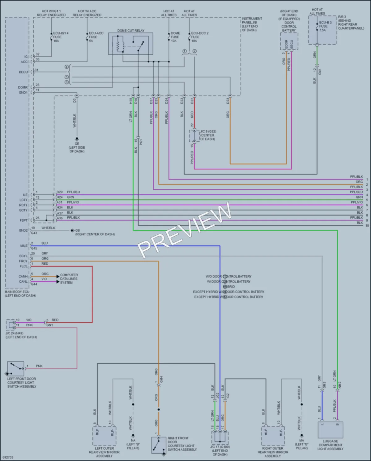 2020 Toyota RAV4Hybrid Interior Lights wiring diagram preview