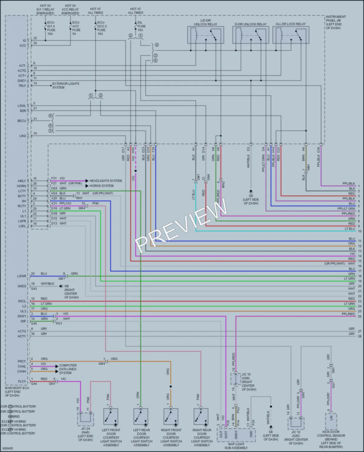 2020 Toyota RAV4Hybrid Power Door Locks wiring diagram preview
