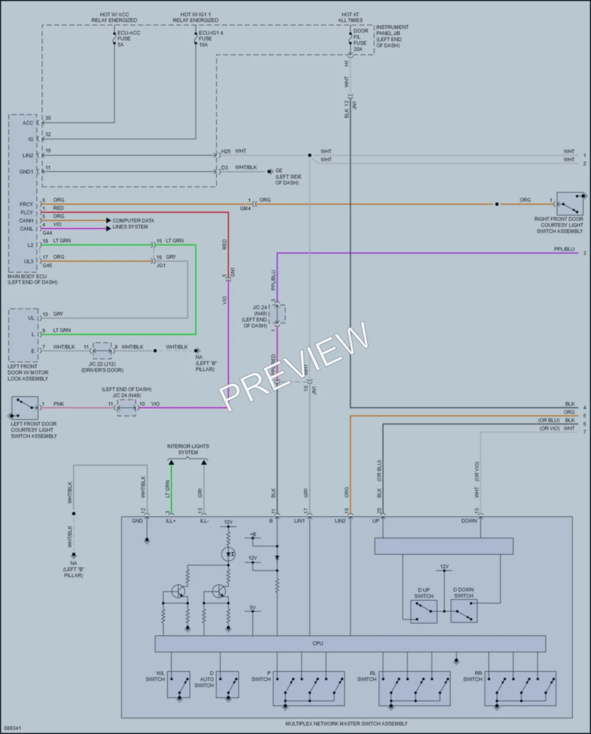 2020 Toyota RAV4Hybrid Power Windows wiring diagram preview