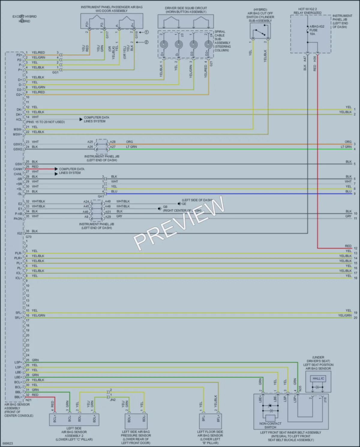 2020 Toyota RAV4Hybrid Supplemental Restraints wiring diagram preview