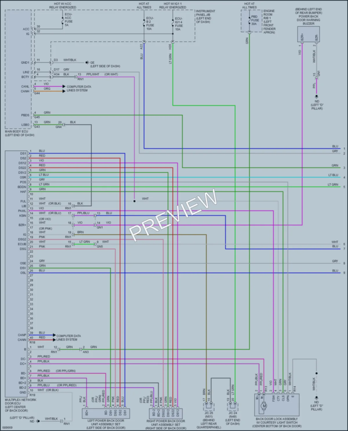2020 Toyota RAV4Hybrid Trunk Tailgate Fuel Door wiring diagram preview