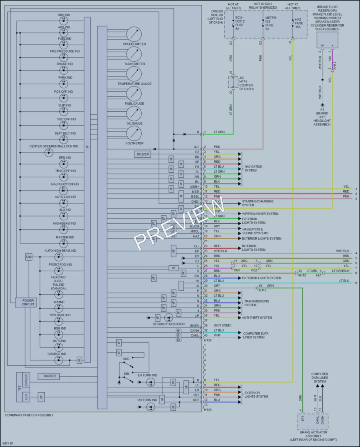 2020 Toyota Sequoia Instrument Cluster wiring diagram preview