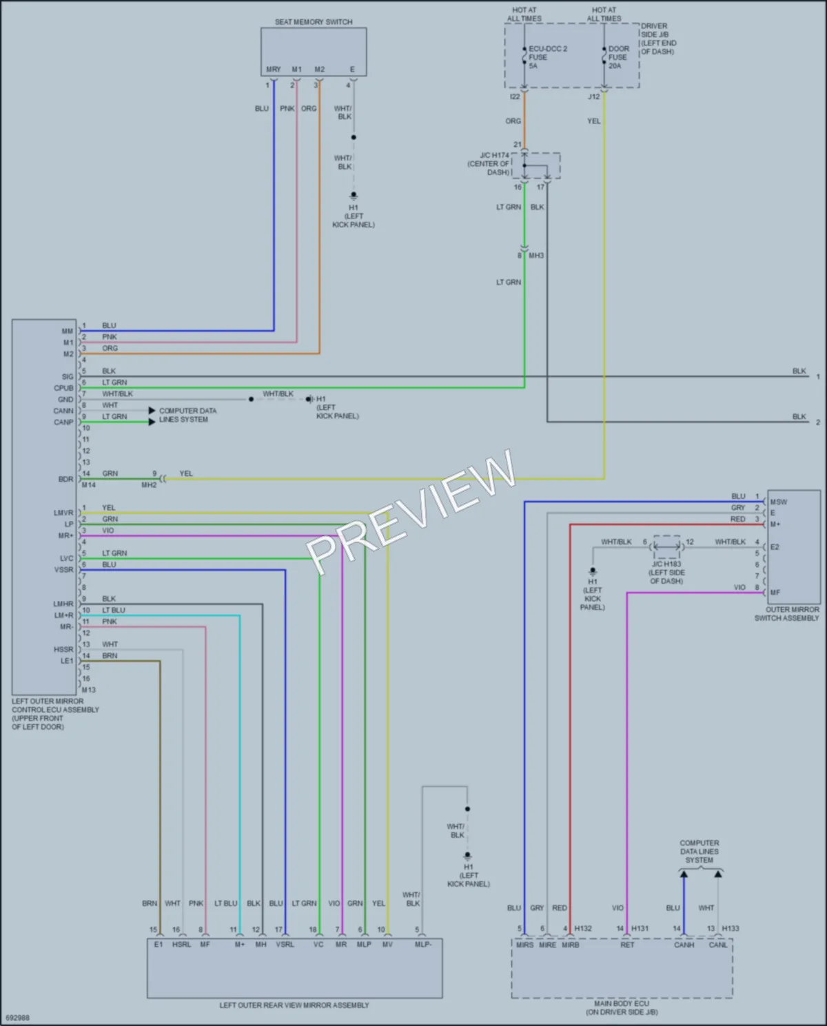 2020 Toyota Sequoia Memory Systems wiring diagram preview
