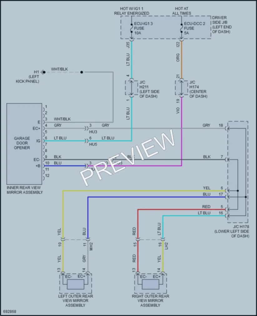 2020 Toyota Sequoia Power Mirrors wiring diagram preview
