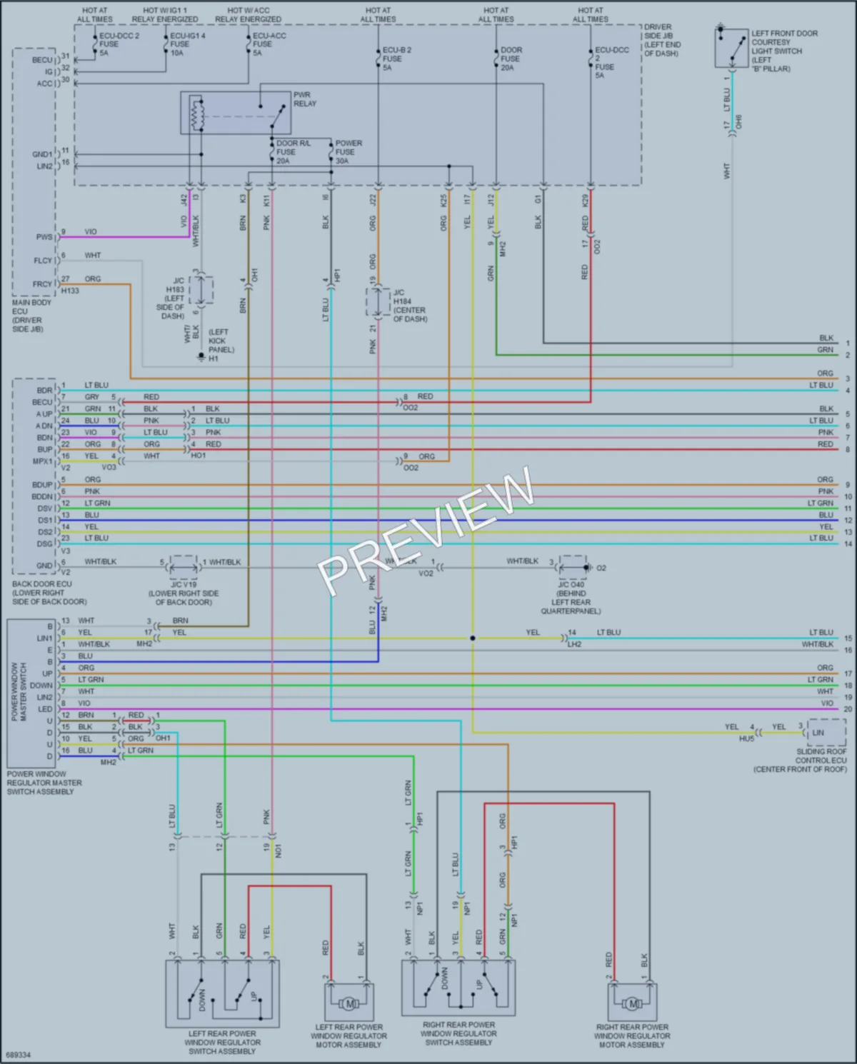 2020 Toyota Sequoia Power Windows wiring diagram preview