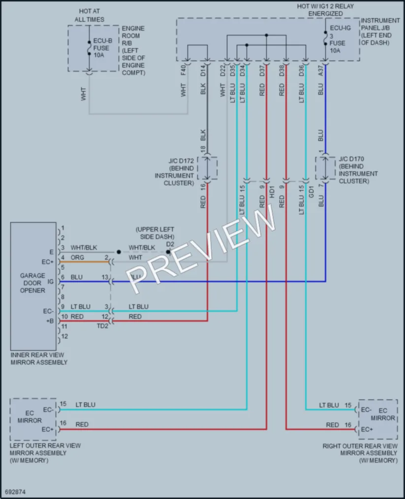 2020 Toyota Sienna Power Mirrors wiring diagram preview